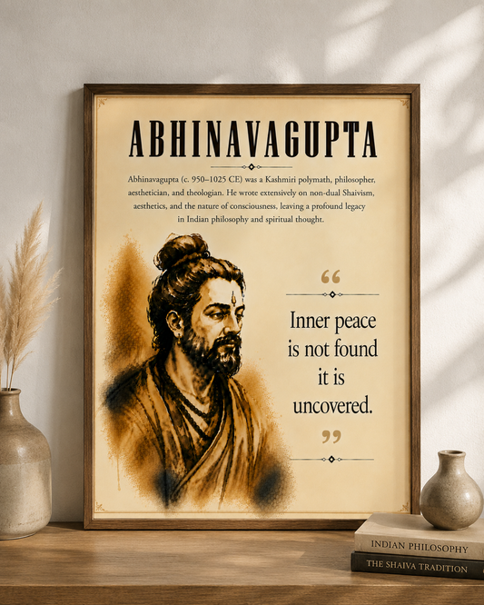 Abhinavagupta Philosophy Wall Art Print | Vintage Spiritual Poster | Quote Decor | Digital Download | "Inner peace is not found — it is uncovered."