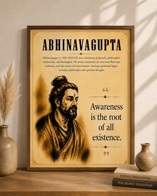 Abhinavagupta Philosophy Wall Art Print | Vintage Spiritual Poster | Quote Decor | Digital Download | "Awareness is the root of all existence."