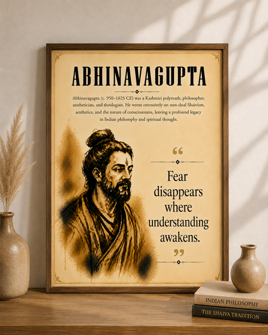 Abhinavagupta Philosophy Wall Art Print | Vintage Spiritual Poster | Quote Decor | Digital Download | "Fear disappears where understanding awakens."