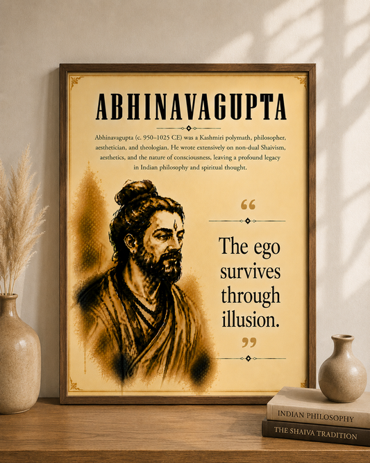 Abhinavagupta Philosophy Wall Art Print | Vintage Spiritual Poster | Quote Decor | Digital Download | "The ego survives through illusion."