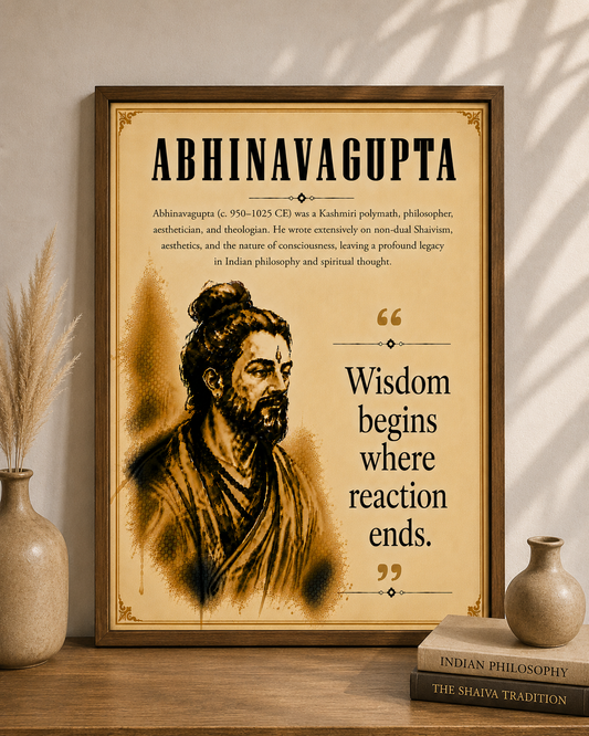 Abhinavagupta Philosophy Wall Art Print | Vintage Spiritual Poster | Quote Decor | Digital Download | "Wisdom begins where reaction ends."