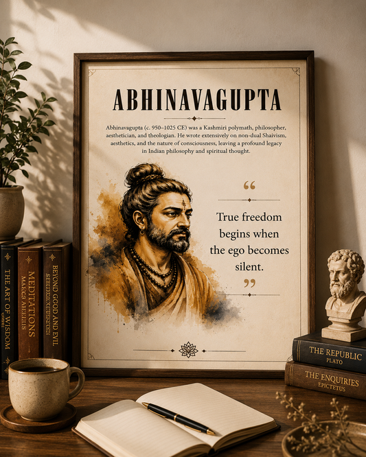 Abhinavagupta Philosophy Wall Art Print | Vintage Spiritual Poster | Quote Decor | Digital Download | "True freedom begins when the ego becomes silent"