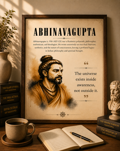 Abhinavagupta Philosophy Wall Art Print | Vintage Spiritual Poster | Quote Decor | Digital Download | "The universe exists inside awareness, not outside it"