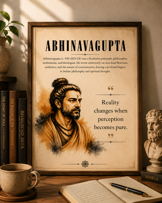 Abhinavagupta Philosophy Wall Art Print | Vintage Spiritual Poster | Quote Decor | Digital Download | “Reality changes when perception becomes pure.”