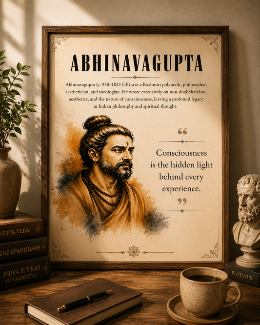 Abhinavagupta Philosophy Wall Art Print | Vintage Spiritual Poster | Quote Decor | Digital Download | “Consciousness is the hidden light behind every experience.”