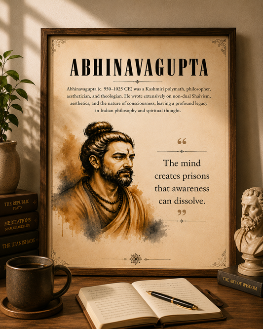 Abhinavagupta Philosophy Wall Art Print | Vintage Spiritual Poster | Quote Decor | Digital Download | "The mind creates prisons that awareness can dissolve"