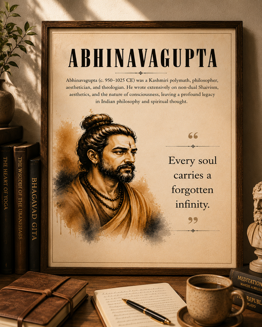 Abhinavagupta Philosophy Wall Art Print | Vintage Spiritual Poster | Quote Decor | Digital Download | "Every soul carries a forgotten infinity"