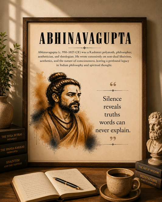 Abhinavagupta Philosophy Wall Art Print | Vintage Spiritual Poster | Quote Decor | Digital Download | "Silence reveals truths words can never explain"